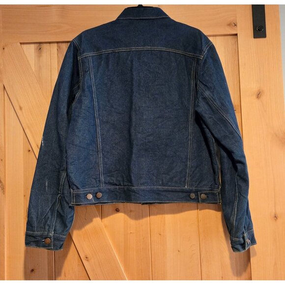 Pine Grove Men's Sz S Red Plaid Flannel Lined Denim Jacket  Trucker - Picture 2 of 16